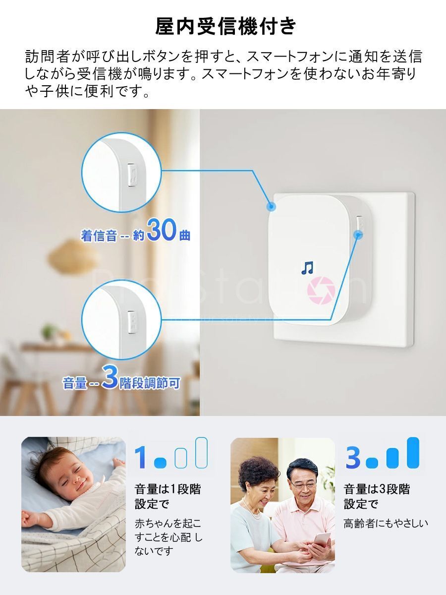 スマートドアカメラ Doorbell (Battery Type) ワイヤレスインターホン DB6 Vstarcam WiFi 充電式 工事不要  PSE メルカリ