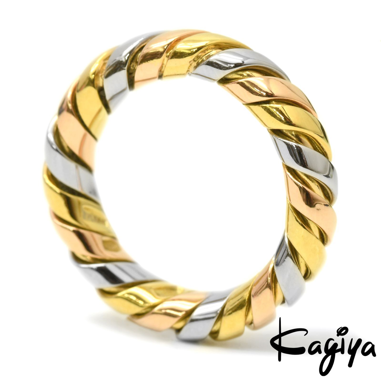 BVLGARI ブルガリ 750 トゥボガス リング 7.5号 5.0g スリーカラー 