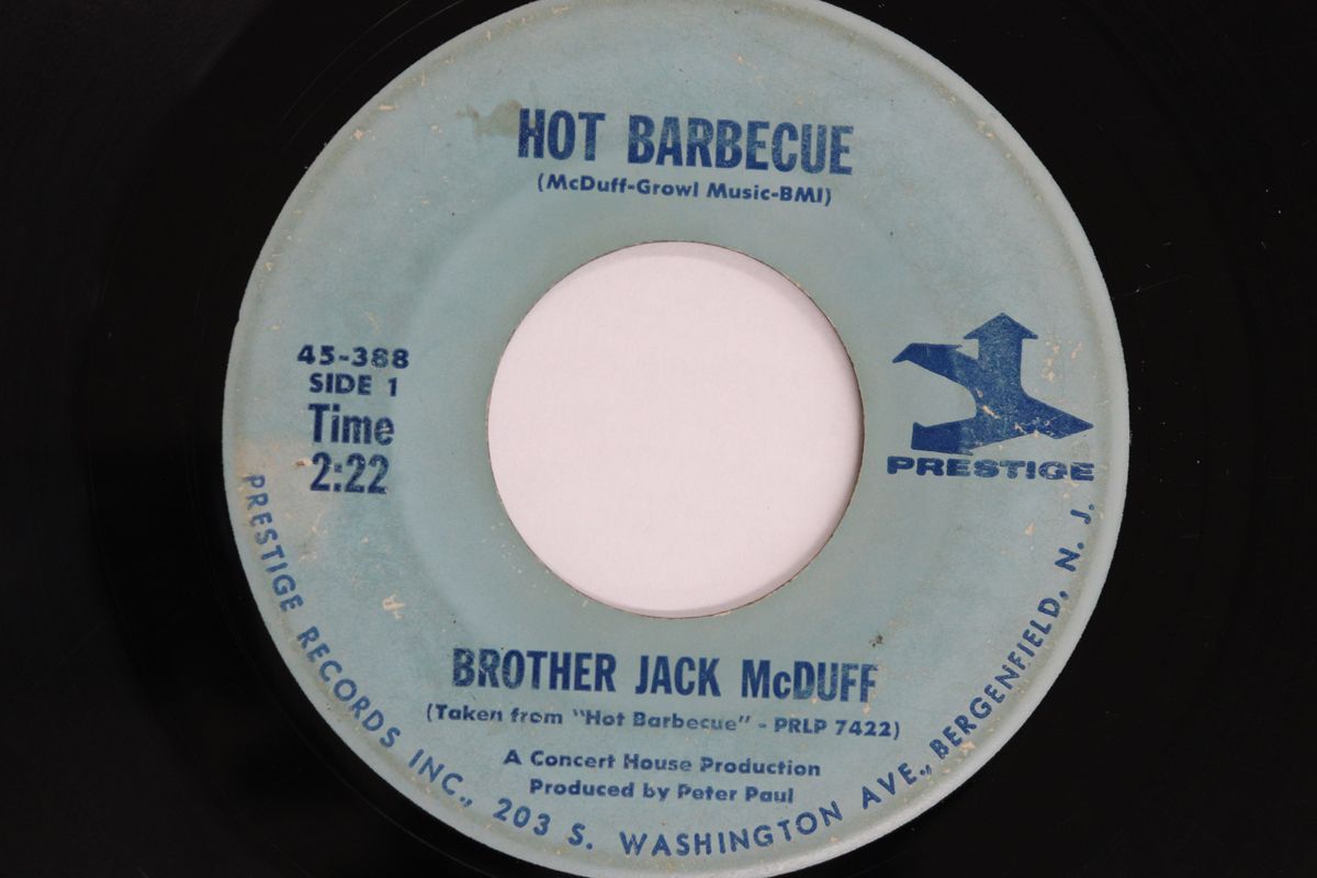 米7” Brother Jack Mcduff Hot Barbecue / Three Day Thang 45388 PRESTIGE /00080 Brother” Jack McDuff Hot Barbecue (Prestige 1964) | FLOPHOUSE
