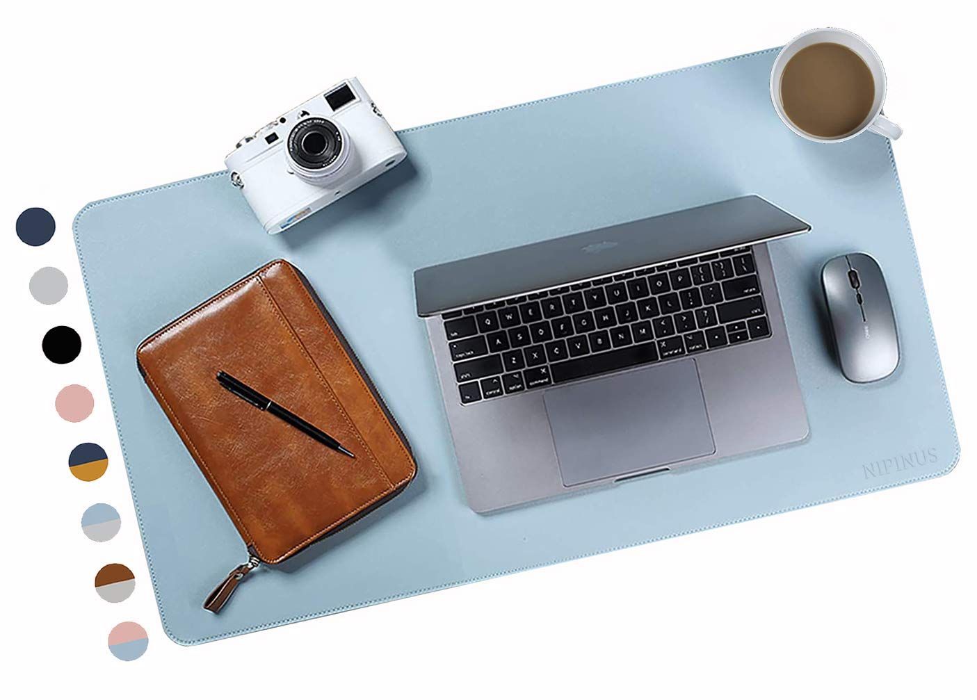 デスクマット両面 マウスパッド 桜酔屋 大型 学習机 PUレザー パソコンマット オフィス ゲーム用 テーブルマット スカイブルー シルバー 30 cm 60