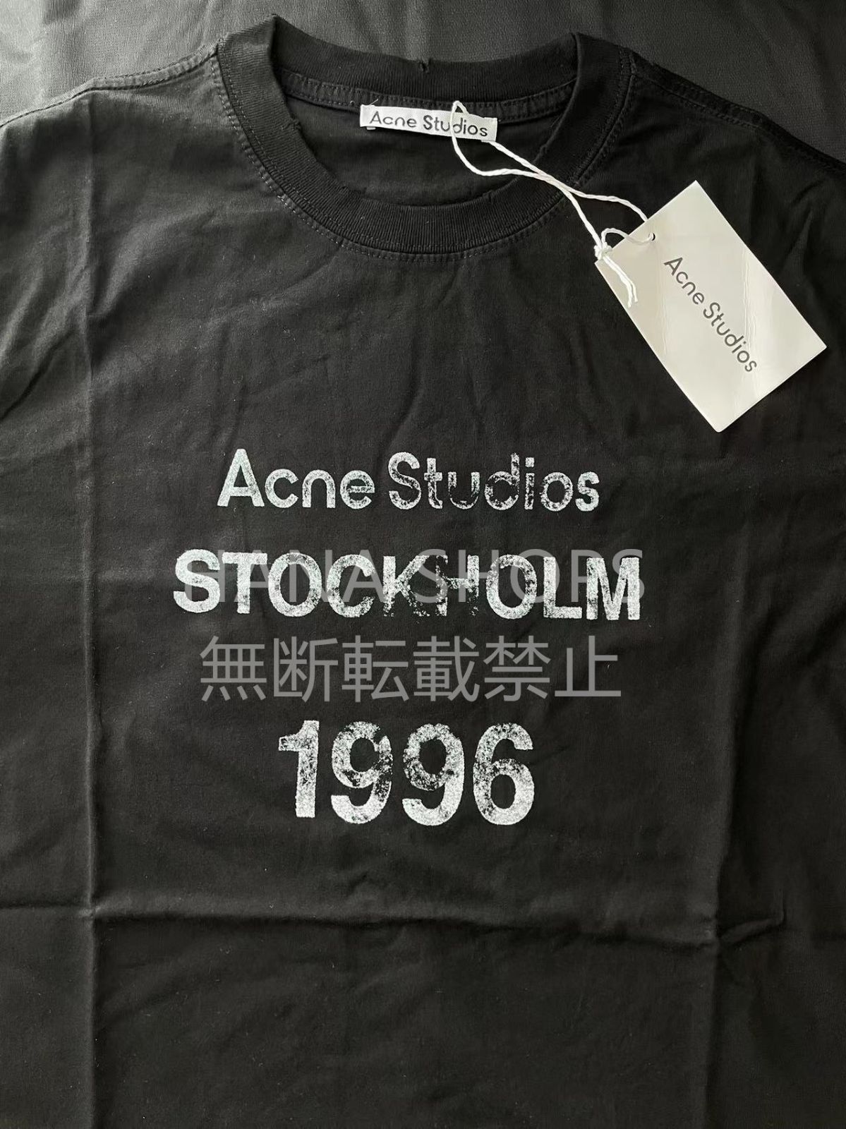 新品 Acne Studios アクネストゥディオズ ロゴスタンプ メンズ Tシャツ ブラック