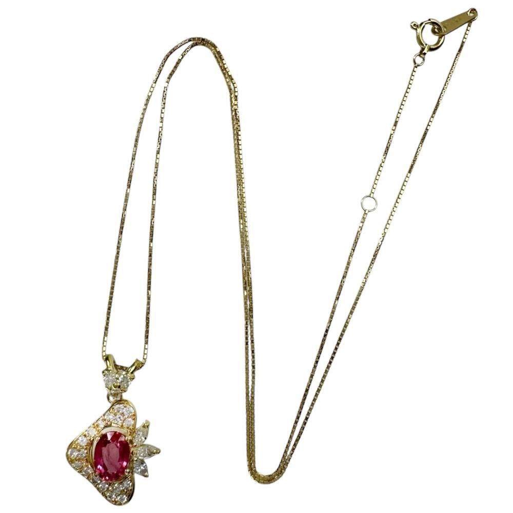 ピンクサファイア 0.80ct ダイヤモンド 0.40ct ネックレス K18ゴールド 