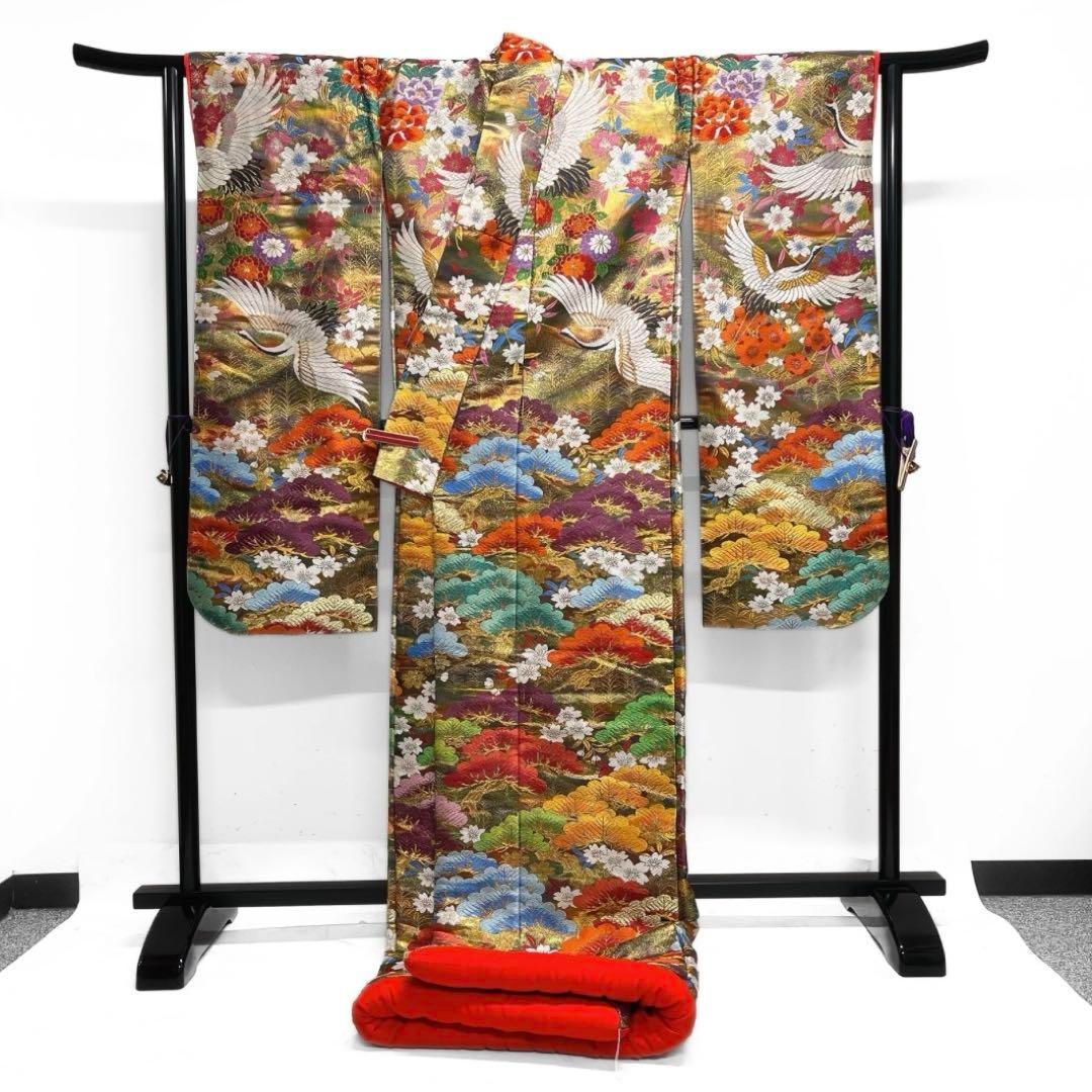 入荷なう 松 唐織 色打掛 鶴 メルカリ - d 041a 着物 金糸 牡丹 桜 菊 その他