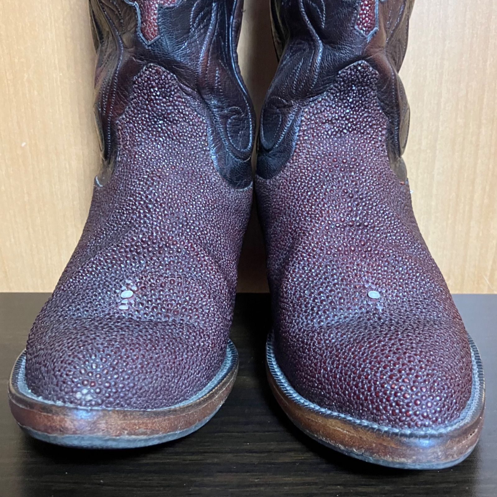 ジャスティン クロコ ウエスタンブーツ ダブルレザー 刺繍