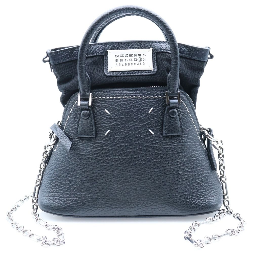 Maison Margiela 11 メゾンマルジェラ11 5AC マイクロ チェーン ショルダーバッグ ハンドバッグ ブラック レザー