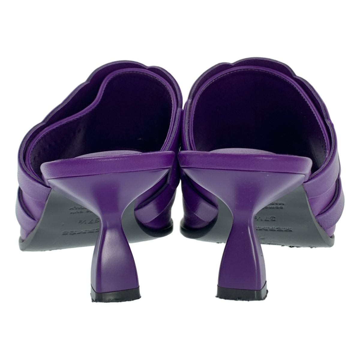 HERMES | エルメス | Hanna | ハンナ レザー スクエアトゥ ヒール ミュール サンダル | 37 1|2 | パープル | レディース KIN-KAAI_COM