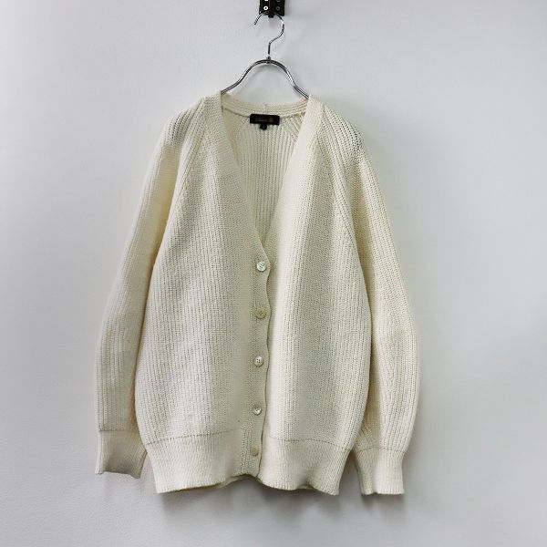 2021年 LOOK掲載 Drawer ドゥロワー 7G畦編みカーディガン 1/ホワイト  