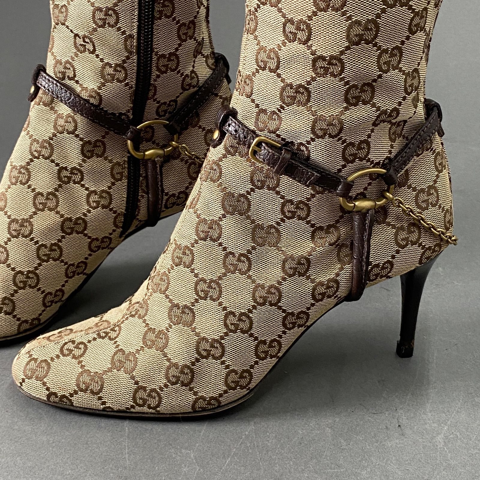 Gucci GGパターン ベージュニーハイブーツ Gucci Softy Tek GG Printing Oatmeal Knee High Boots Size 6 | eBay