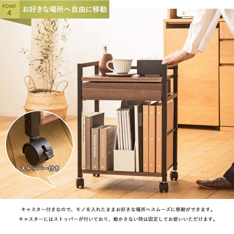 引き出し付きサイドワゴン スライドマルチラック
