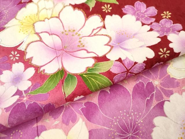 平和屋着物▽豪華振袖 舞花文 暈し染め 金銀彩 金糸 京都きもの
