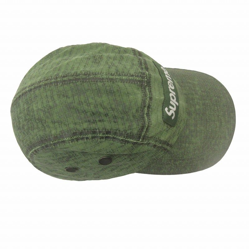 シュプリーム SUPREME タグ付 23AW DISTRESSED RIPSTOP CAMP CAP キャンプ キャップ 帽子 ディストゥレスト  リップストップ USA製 5パネル グリーン 緑 SUP-FW23-051