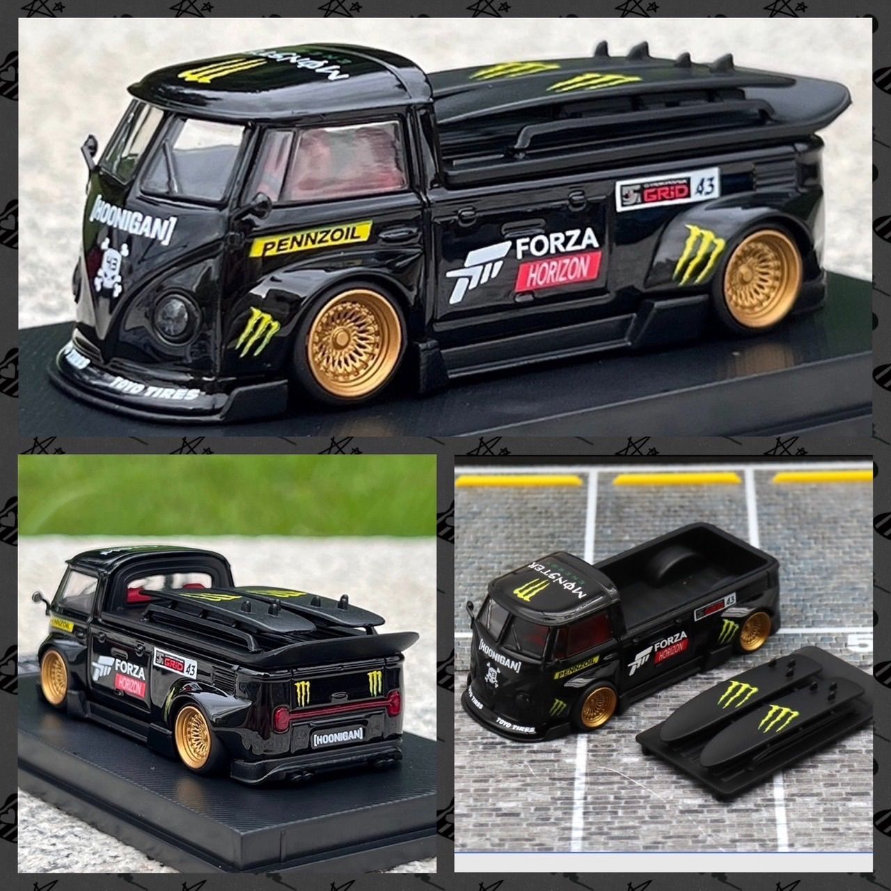 1/64 　フォルクスワーゲン　ピックアップトラック車高短モンスター ミニカー