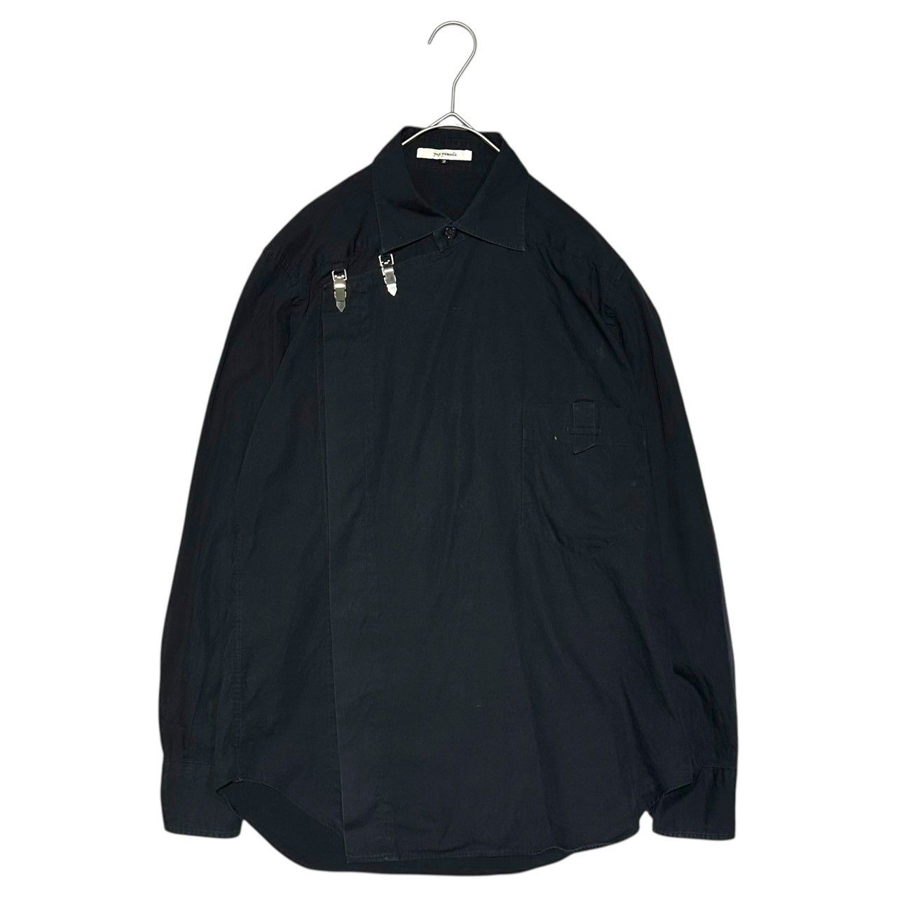 yuji yamada ユージヤマダ 90 s Front hook design long sleeve shirt 90年代 フロント フック デザイン 長袖 シャツ ブラック