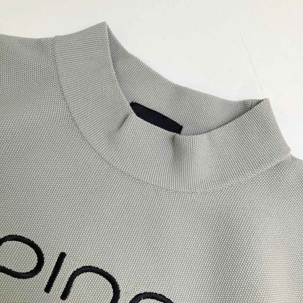 サイズ：M PING ピン モックネック 半袖ニットセーター グレー系