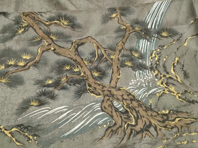 平和屋着物○男性 黒紋付 羽織・長襦袢(袷)・行灯袴 4点セット 正絹 