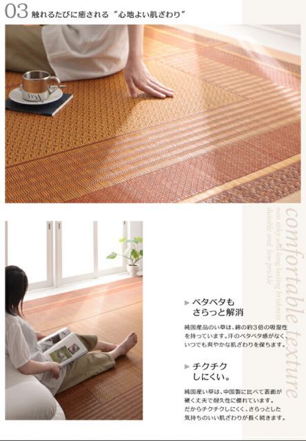 純国産モダンデザイン涼感い草ラグ