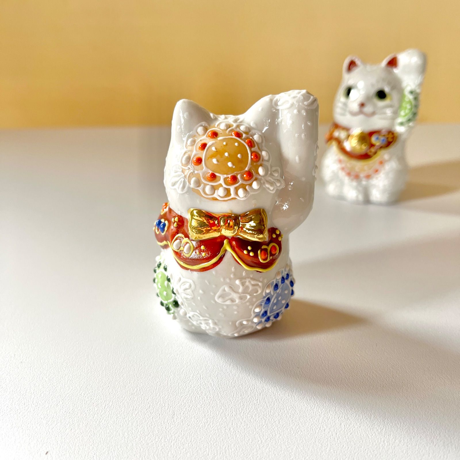 九谷焼】ペア招き猫『白盛』 ファッション