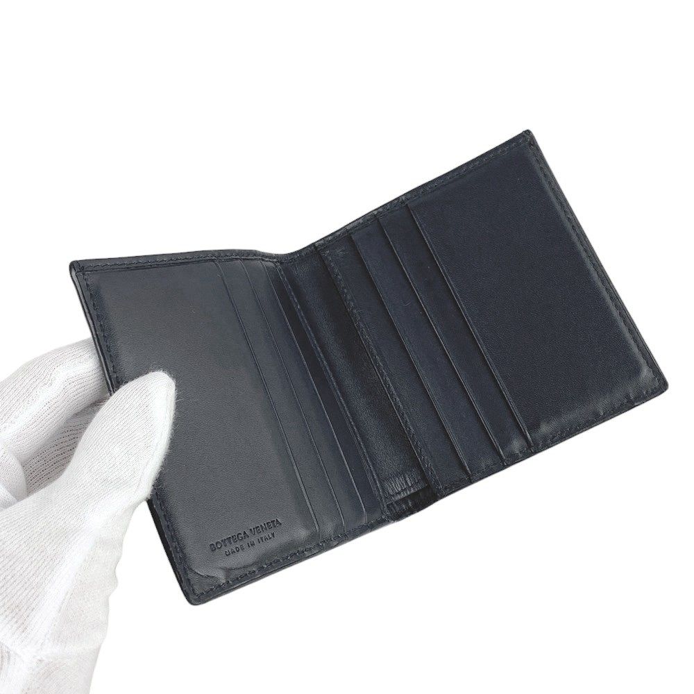 ◆SALE◆　■中古■　ボッテガヴェネタ 2つ折り 財布 札入れ イントレ チャート レザー ネイビー 【181702】 ◇SALE◇ □中古□ ボッテガヴェネタ 2つ折り 財布 札入れ イントレ