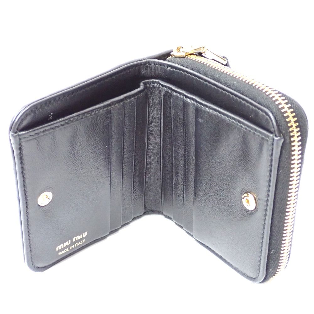 Ft630731 ミュウミュウ 二つ折り財布 マトラッセ 5ML522 ブラック  