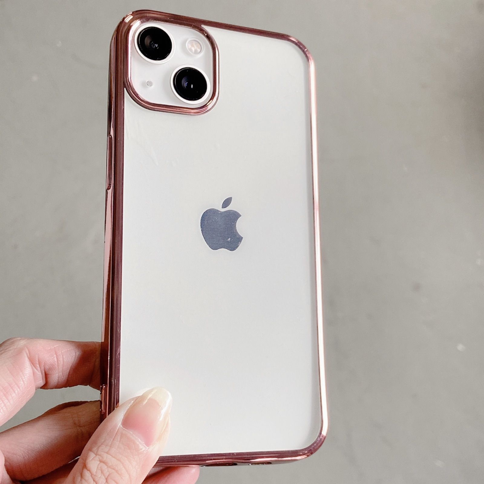 訳あり】iPhone13 ケース ピンク ローズゴールド シンプル フィルム付 