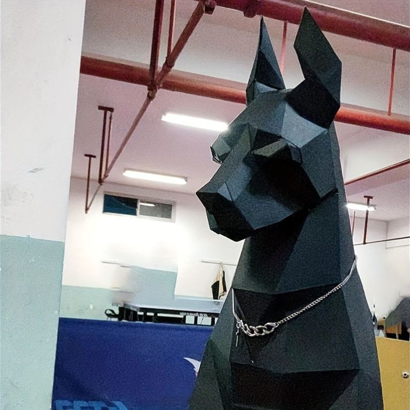 インテリア 犬 置物 彫刻 3D 黒い犬 作品 ドーベルマン 屋外 屋内 動物