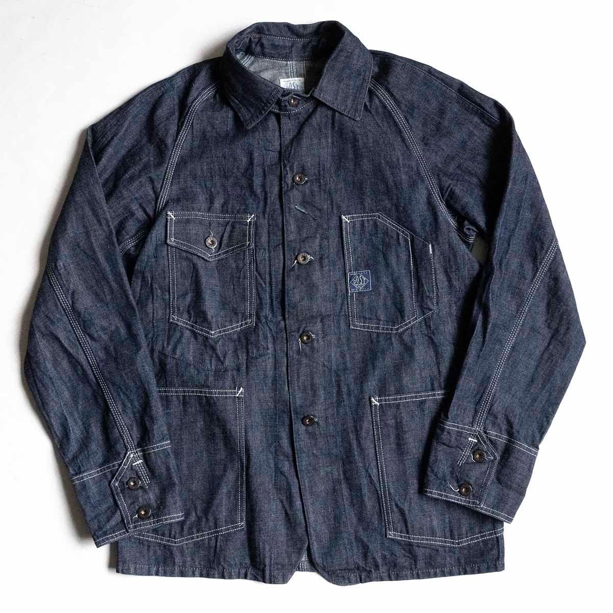 |濃紺 POST OVERALLS デニム カバーオール ジャケット L インディゴ ポストオーバーオールズ 25040986