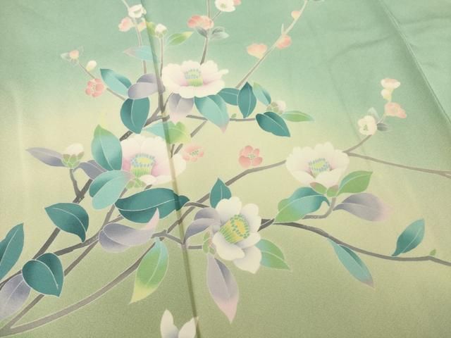 平和屋着物○十日町友禅 女流作家 遠田藤舟 訪問着 枝花文