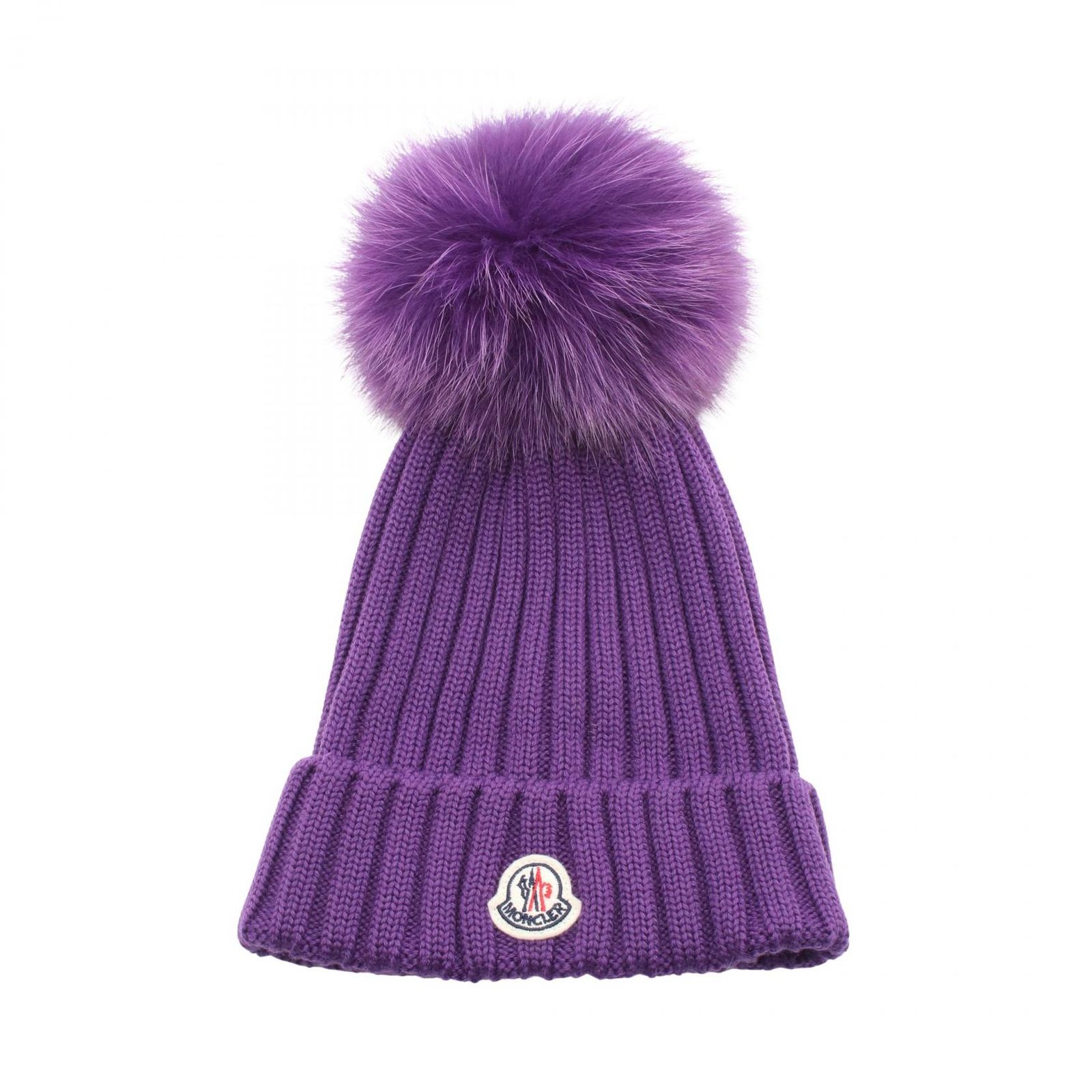 モンクレール MONCLER ニット パープル ウール ニット帽 ユニセックス Used A