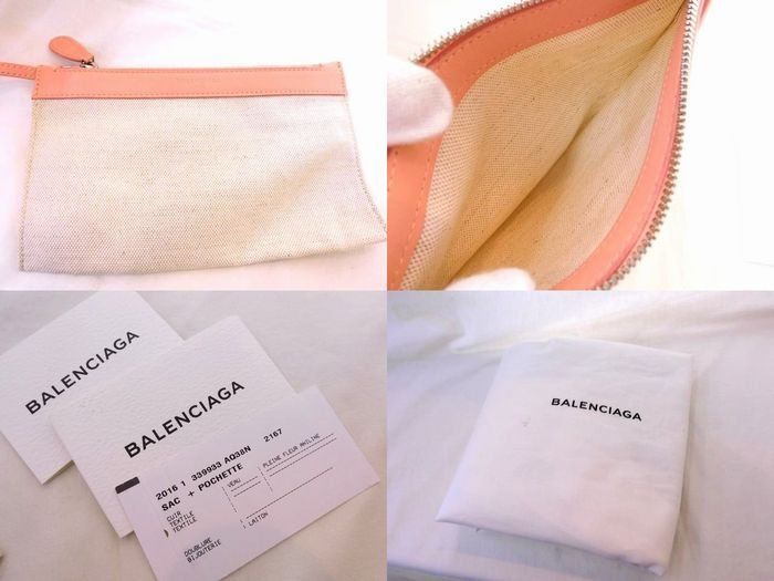 BALENCIAGA バレンシアガ □ ポーチ付き トートバッグ ネイビーカバス