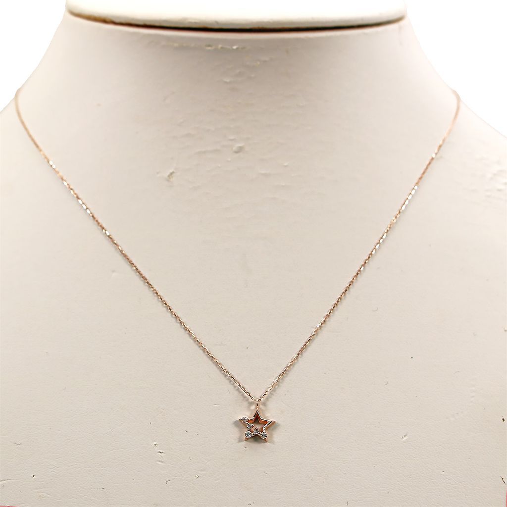 新品★未使用★45cm k10PG ネックレス K10ダイヤモンドネックレス（0.01ct）｜ネックレス｜ノジェス