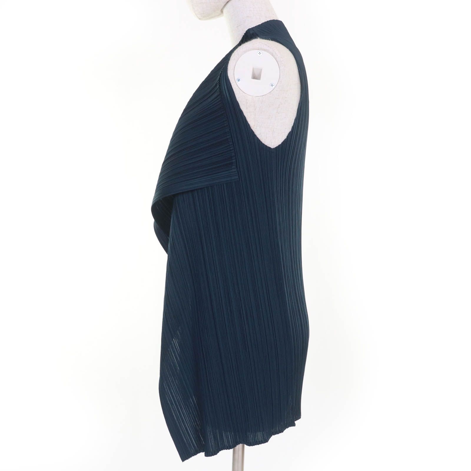 PLEATS PLEASE プリーツプリーズ イッセイミヤケ PP31-JE182 フロントオープン ベスト ネイビー 3 日本製 正規品 レディース