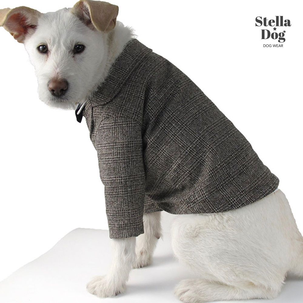 メルカリshops 大きいサイズ グレンチェック柄ジャケット ブラウン タキシード スーツ 犬服