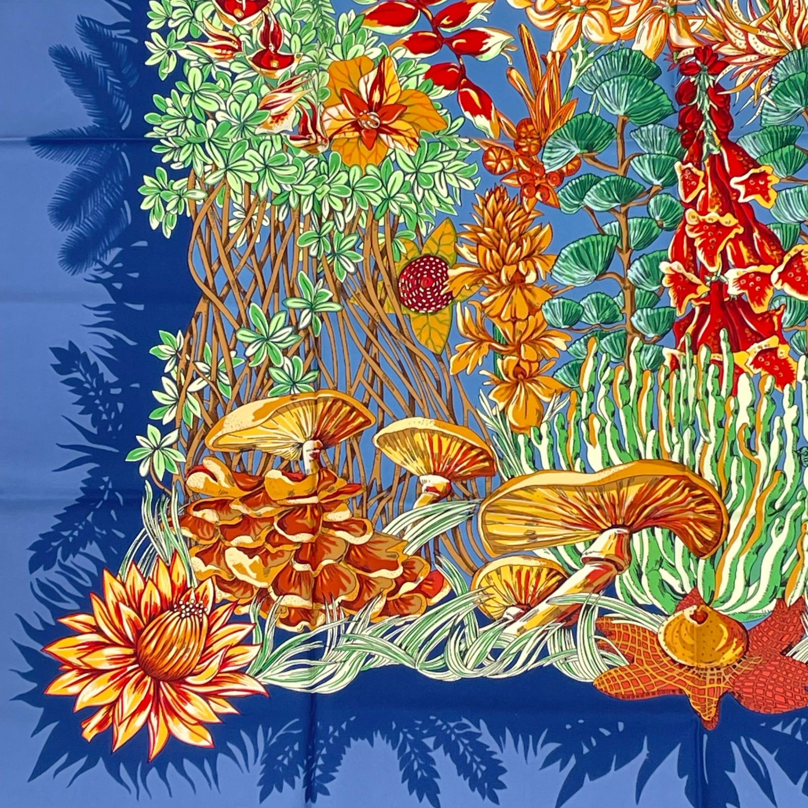 エルメス カレ90 スカーフ L'Ile Deserte 無人島 スカーフ 花柄