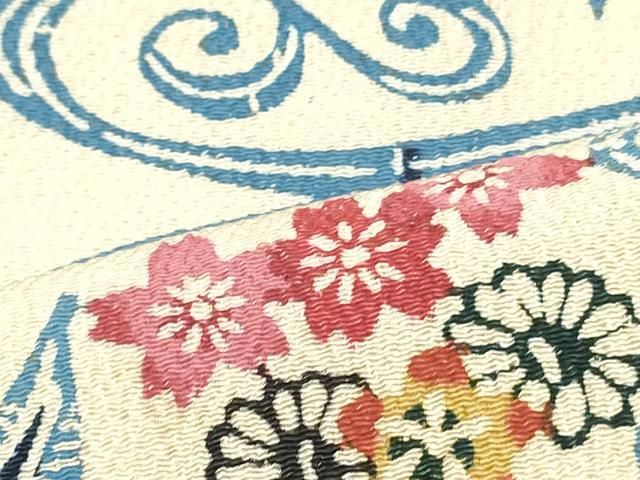 平和屋着物○上質な小紋 型染め 草花文 鬼しぼ縮緬 正絹 逸品