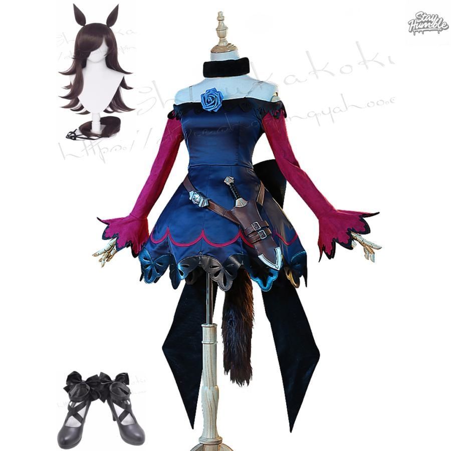 ウマ娘 プリティーダービー風 ライスシャワー コスプレ衣装ウィッグcos靴 変装 仮装 パーティー 撮影 祭り