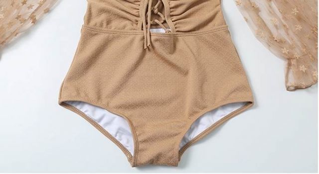 ボリューム袖 シフォン 水着 ワンピース水着 体系カバー水着