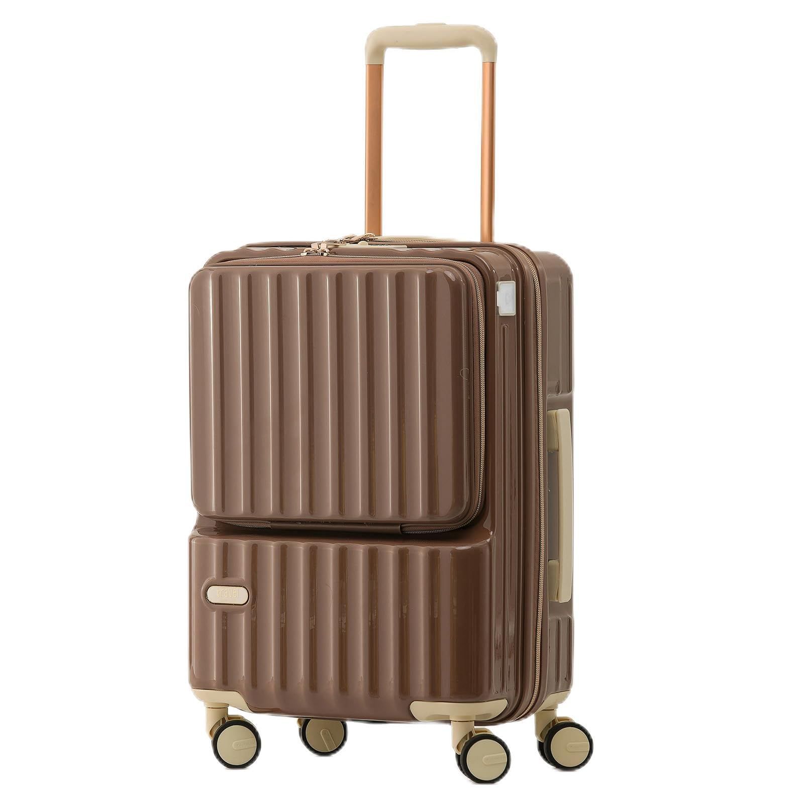 便利なスーツケース Sサイズ|1-3泊|37L Brown 飛行機持ち込みスーツケース 女向き いろ トップオープン機能 軽い スーツケース GGQAAA