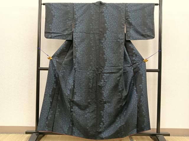 平和屋着物●上質な紬　美の花　琉球絣文様　反端付き　正絹　逸品　未使用　CAAS7587yc 平和屋着物○上質な紬 美の花 琉球絣文様 反端付き