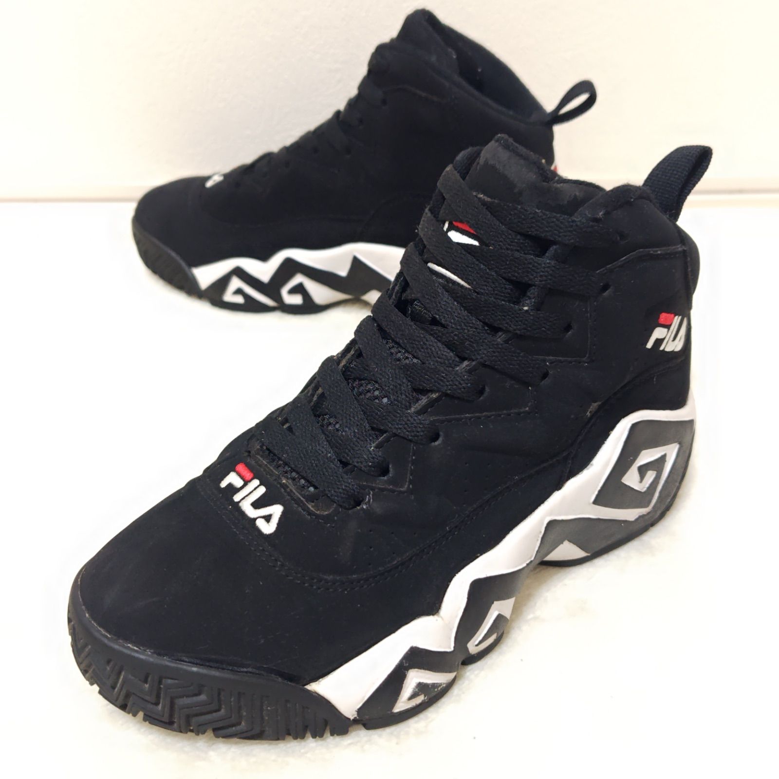 【FILA】フィラ バスケットシューズ バッシュ スニーカー マッシュバーン シグネチャー 厚底 トライバル柄 スポーティ デイリーユース 普段 スポーツMIX ブラック黒 1VB90140-014 ジュニア レディース サイズ 24cm /M33611jF