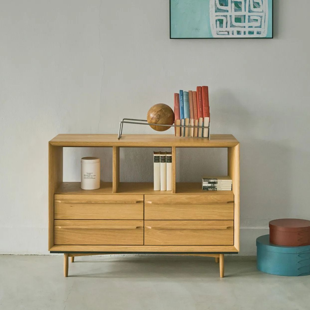 天然木 オープンシェルフ キャビネット 幅100cm チェスト リビング収納 収納家具 おしゃれ アンティーク調