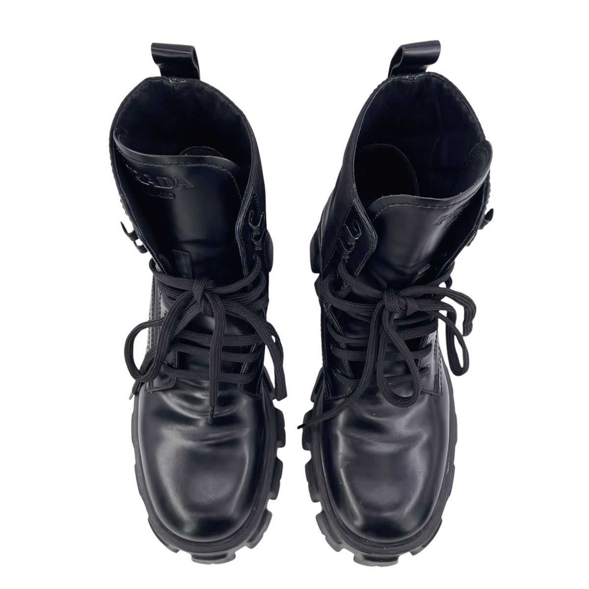 中古】 PRADA プラダ モノリス ポーチ付 ブラッシュドレザーx Re-Nylon 