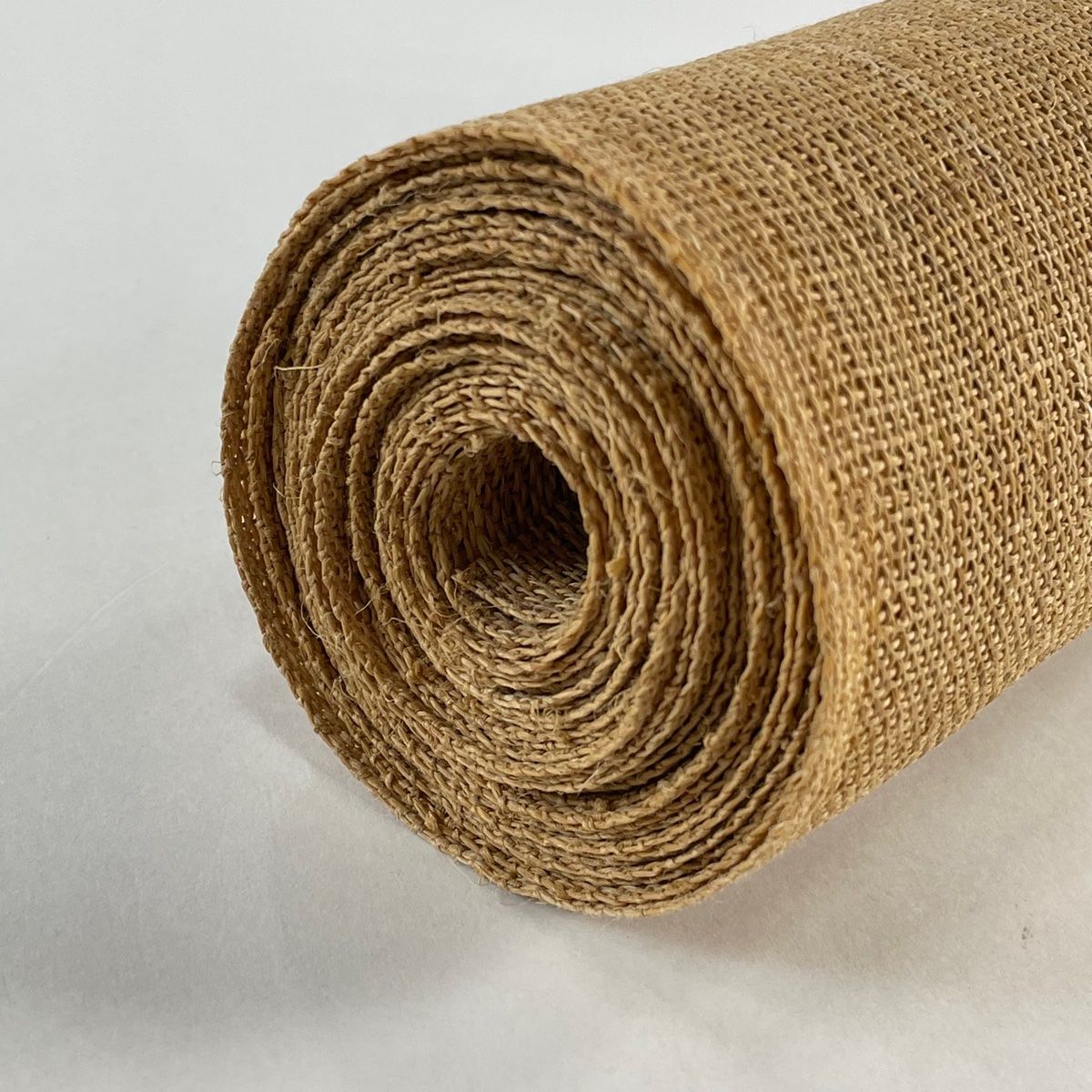 反物 逸品 帯反物 カジュアル 古代布 しな布 薄茶色 科 【中古  