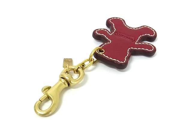 □美品□ COACH コーチ シグネチャー くま ベア レザー キーホルダー