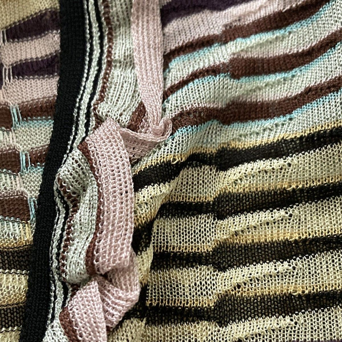 MISSONI ミッソーニ カーディガン サイズ46 L レディース - ライトピンク×ライトイエロー×マルチ 長袖|ボーダー