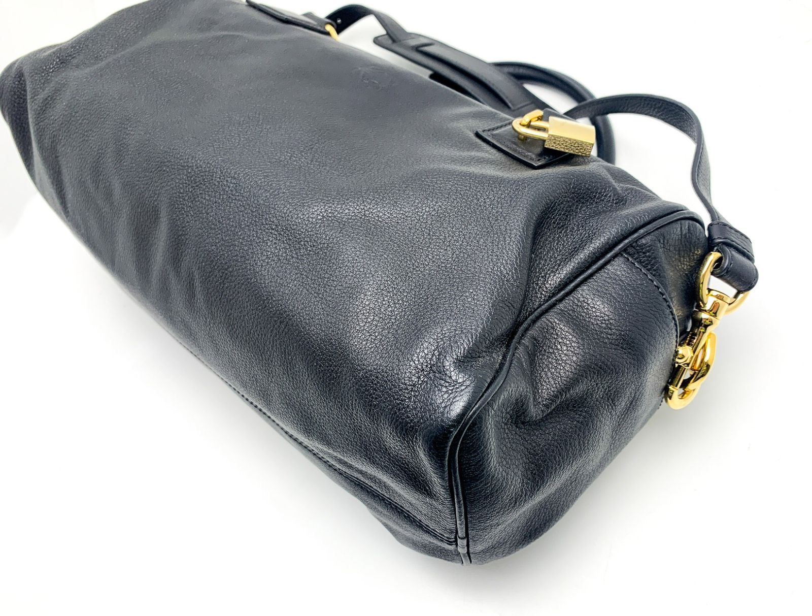 LOEWE ロエベ 黒 ブラック アナグラム アメ ボストン型 2WAY