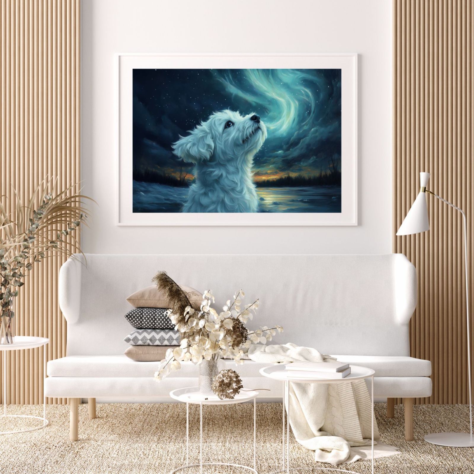 星屑のパレード - マルチーズ犬 No.3 オーロラ 日の出 夕日 朝日 星空 星雲 サンセット ペットロス うちの子記念日 アートポスター 犬の絵 犬のイラスト STEELWINDOWSANDDOORS_COM