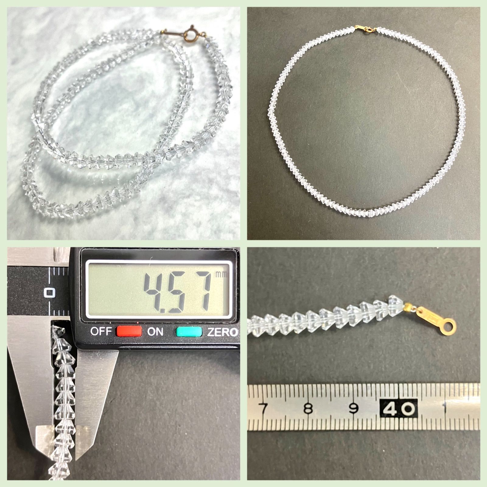美品⭐️白水晶ネックレス】 使用貴金属 K18刻印 サイズ約4.5mm粒 