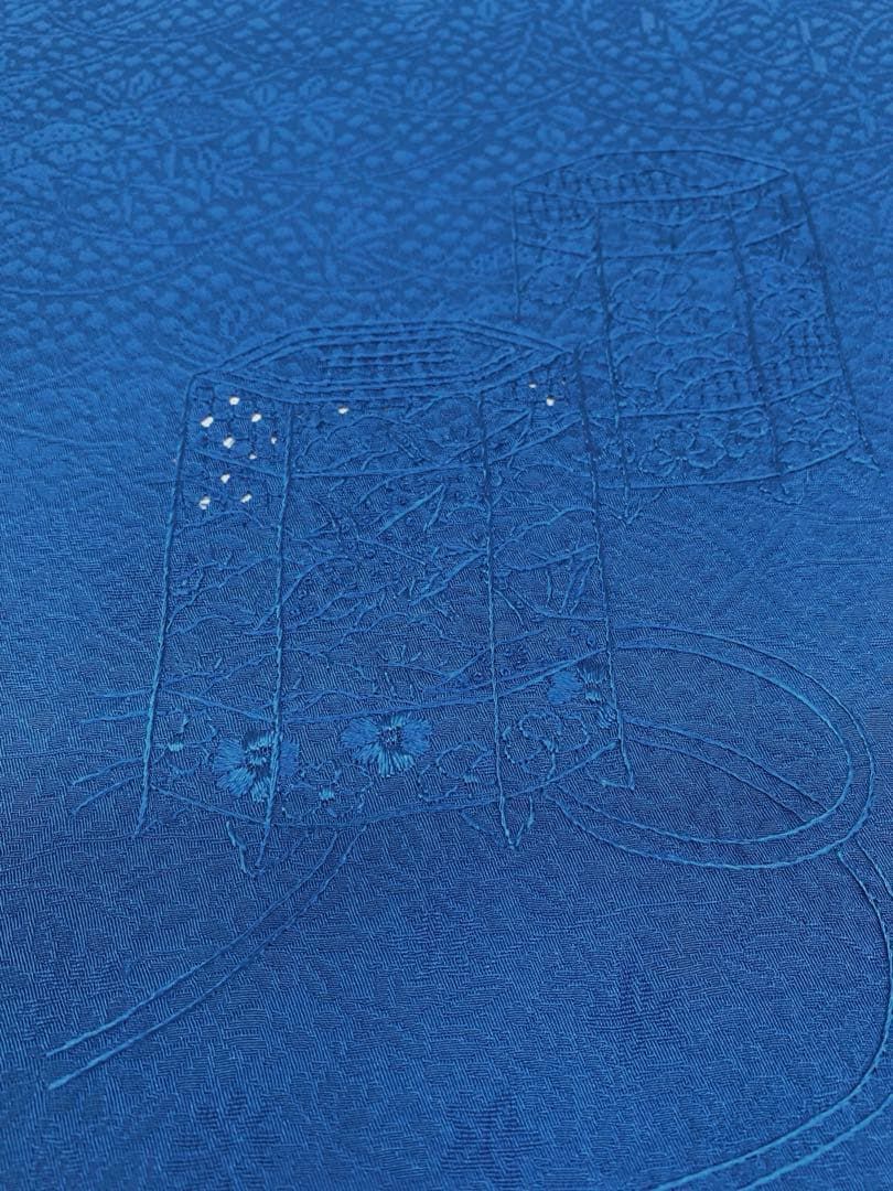 付け下げ 中国刺繍 紋意匠 インクブルー色 正絹 反物 - メルカリ