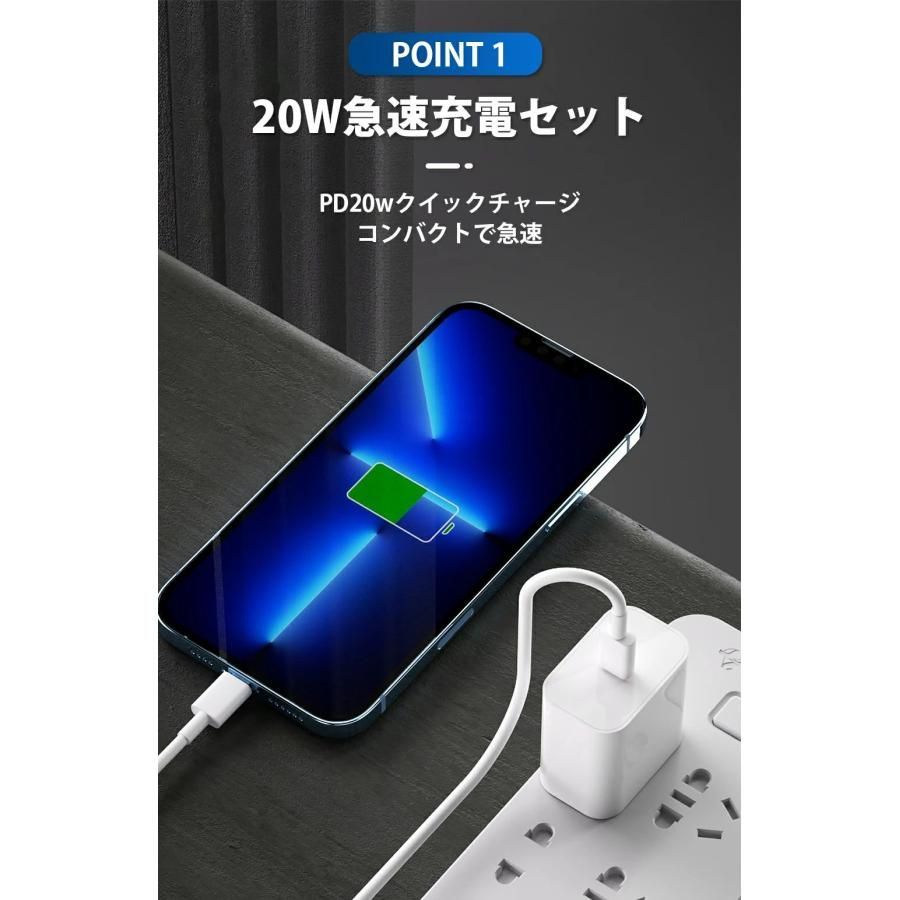 ワイヤレスイヤホン付 iPhone充電セット 6点セット 急速充電