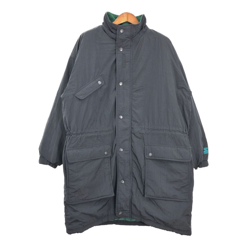 00年代 STARTER スターター 中綿 ナイロン ハーフコート ジャケット ブラック (メンズ XL) 中古 古着 R2102